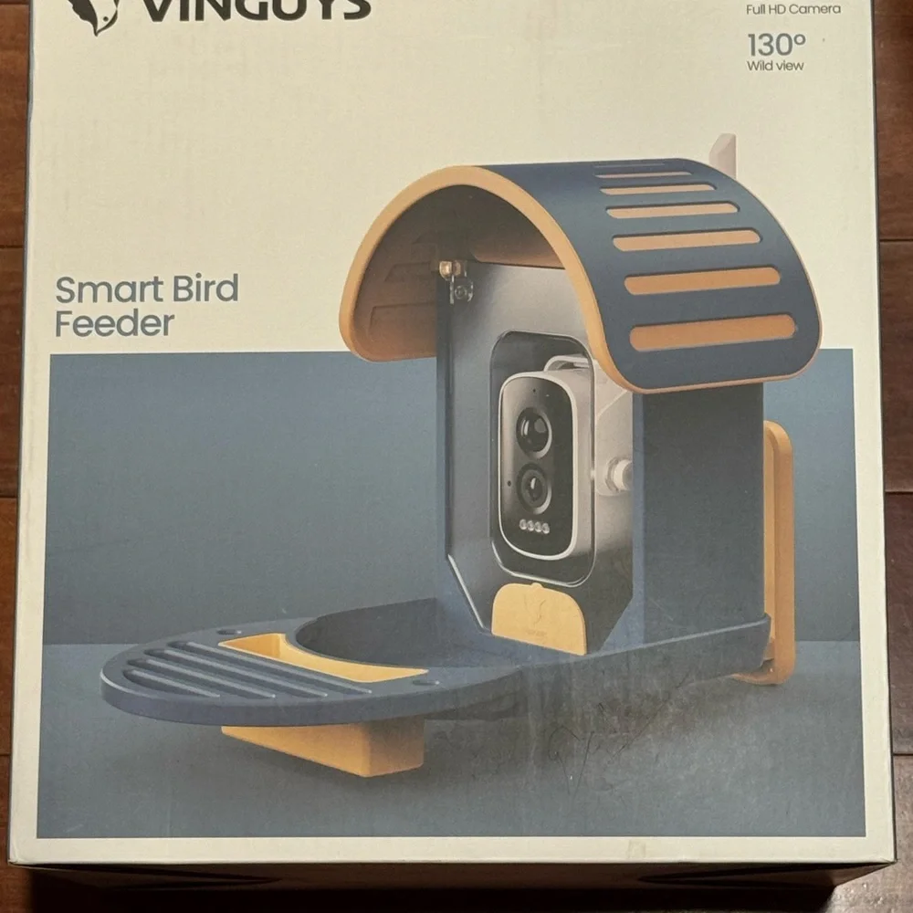 Vinguys Smart Bird Feeder with Camera - Blue and Tan